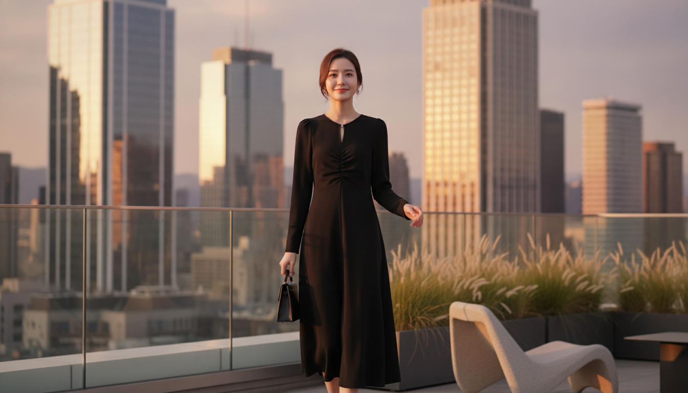 Hollow-Out A-Line Knit Dress: Breathable, Polished Style